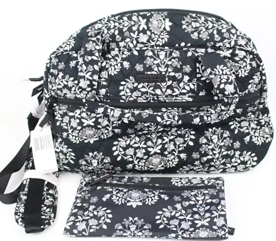 Vera Bradley Compact Traveler Bag W/ Small Zip Bag Chandelier Black 23169-M66 • $55.24