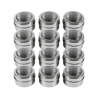 £16.99 • Buy Magnetic Spice Tins - Set Of 12 Labels Included Stainless Steel Spice Jars | M&W