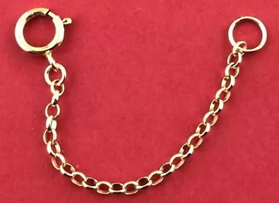 9ct Yellow Gold Strong Extender Safety Chain Bracelet Necklace 1  To 8   • £16.95