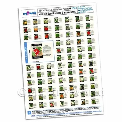 Dolls House Complete Set Of 75 Vegetable Seed Packets A4 Value Sheet • £9.99