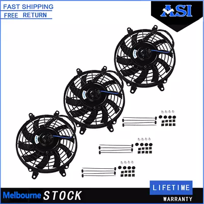 3PCS 9  12V 90W Slim Thermo Push/Pull Electric Radiator Cooling Fan+Mounting Kit • $116.84