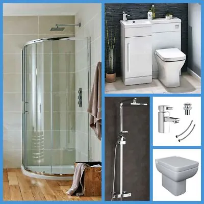 800mm X 900mm Bathroom Shower Suite L Shaped Furniture BTW Toilet WC Tap Shower • £639.95