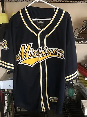 VTG Y2K Rare Michigan Wolverines Colosseum Athletics Baseball Jersey NCAA Sz XL • $48