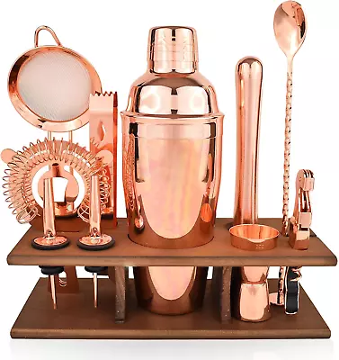 Bartender Kit Copper 11 Piece - Copper Parisian Cocktail Mixology Set - Rose Gol • $61.99