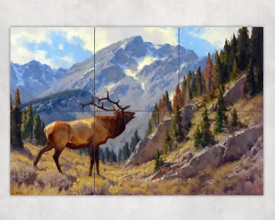 Bugling Elk Deer Moose Mountain Wildlife Woodland Ceramic Tile Mural Backsplash • $94