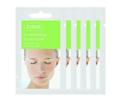 5 X Ziaja Moisturising Face Mask With Green Clay/Sachet/Display 7Ml OFFICIAL UK • £9.29