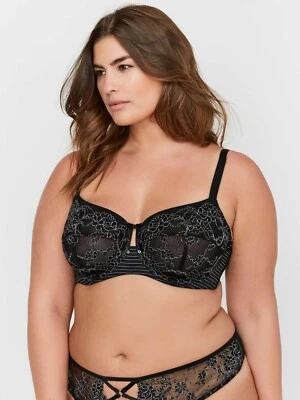 $14.99 • Buy Ashley Graham Ladies Fatal Attraction Underwire Bra Sizes 18C 18D 18F Black