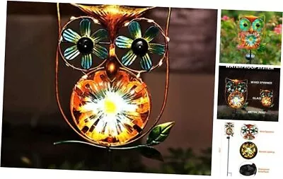  Solar Garden Lights Outdoor Decor Metal Owl Wind Spinner Eyes Decorative  • $39.48