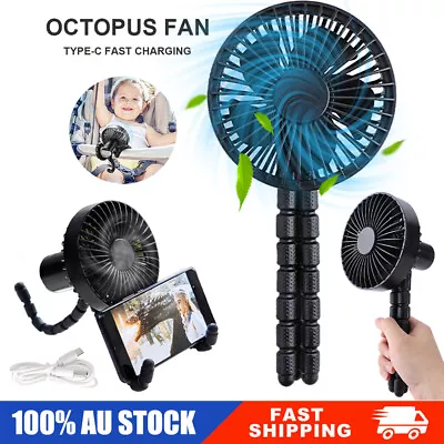 Octopus Stroller Fan Flexible Handheld Tripod Cooler 3 Speeds Portable 1800mah • $18.88