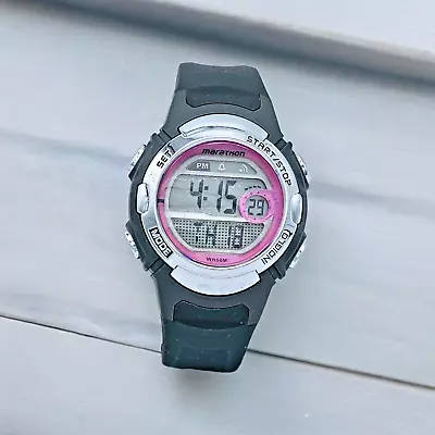 Marathon Digital Women Watch Chrono Gray Rubber Band Sport Alarm Timer Day Date • $13