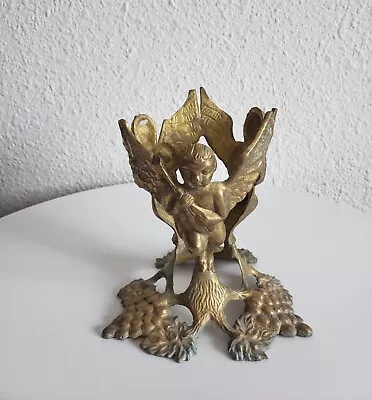 Vintage Solid Brass Angels/ Cherubes Vase Stand Candle Holder Stand Only Stand  • $36