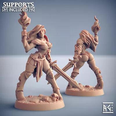 Elena Female Human Fighter Fantasy Pinup Miniature | D&D DnD | • $8.99