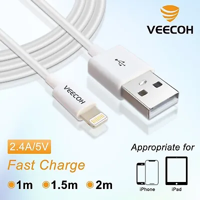 $7.25 • Buy VEECOH 2.4A Fast USB Cable Charger Cord Charging For IPhone 14 13 12 11 Pro Ipad
