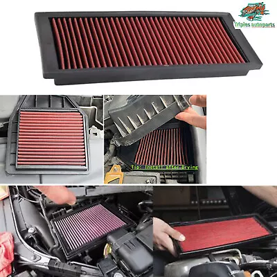 High Flow Air Filter Panel Replacemet Washable Reusable For Golf Passat GTI Red • $21.99