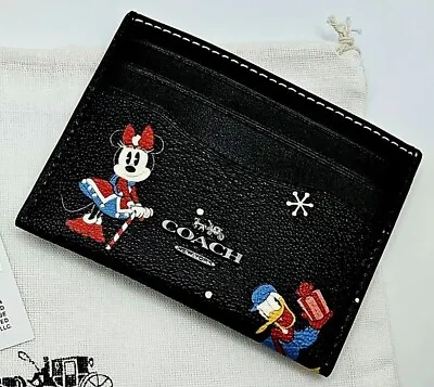 Disney X Coach Slim Id Card Case - Mickey Mouse Donald Duck Minnie Mouse Goofy   • $39