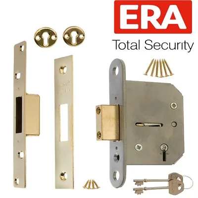 GENUINE ERA Polished Brass 5 Lever Deadlock/Bolt 2.5  Security External Door • £15.58