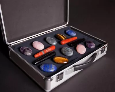 Hot Stone Massage Kit With Warmer- Gemstones Travel Kit Trigger Point Tool • $40