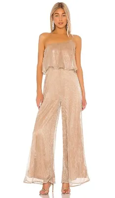 NBD Blazar Jumpsuit Nude Lurex Metallic Sleeveless Party Cocktail M NWT $188 • $128