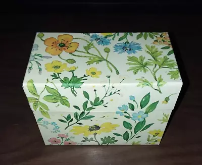 Vintage Floral Hallmark Tin Recipe Box Metal Flower Design Cards • $12.50