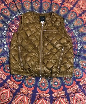 Womens Honey Golden Brown J CREW Quilted Vest Down Filled Puffer Zip Front XS • $15