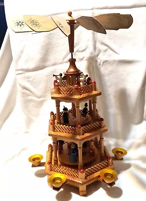 $49.95 • Buy Vintage Large 19” Wood Pyramid 3 Tier Christmas Nativity Scene Carousel 1980's
