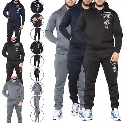 Mens HLY Full Zip Tracksuit Slim Fit Fashion Joggers Bottoms Jumper Hoodie Gym • £18.99