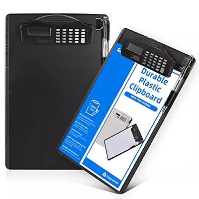 Clipboard With Pen Holder & Calculator 20% Thicker & Durable Plastic Clip Boa... • $22.97