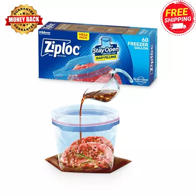 Ziploc® Brand Gallon Freezer Bags With Stay Open Technology 60 Count • £28.50