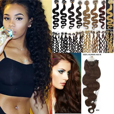 7A  Body Wavy&curly Loop Micro Rings Beads 100% Remy Human Hair Extensions  • $10.16