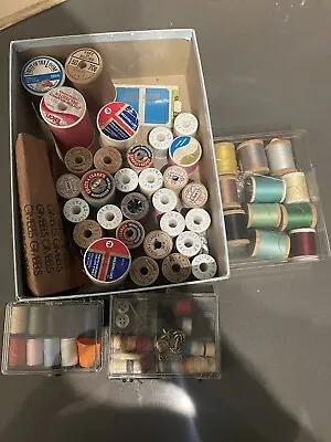 Grandmas Lot Of Vintage Antique Thread Spools Silk And Cotton Thread Wood Spools • $7