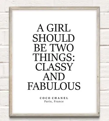 £4.59 • Buy Coco Chanel Classy Fabulous Fashion Typography Print Poster Unframed Home Quote