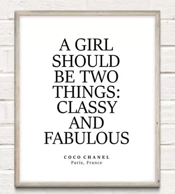 £4.94 • Buy Coco Chanel Classy Fabulous Fashion Typography Print Poster Unframed Home Quote