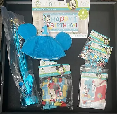 Disney Mickey Mouse 1st Birthday Party  Supplies Giant Banner  Hat & MORE • $19