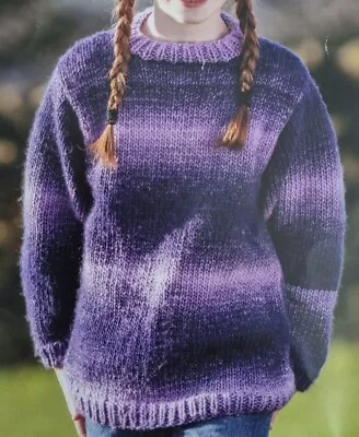 Easy Knitting Pattern Chunky 22  - 30  Sweater V & Round Neck Unisex  (948) • £1.95