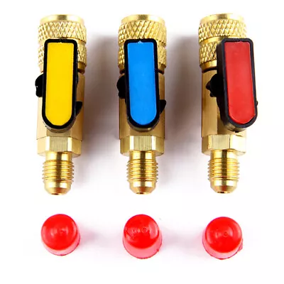 3pcs 3 Color/Set R410A Refrigerant Straight Ball Valves AC Charging Hoses Brass • £17.71