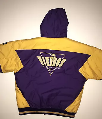 Logo 7 Vintage 90s NFL Minnesota Vikings Puffer Jacket Full Zip Men’s Size Large • $49.99