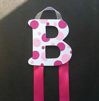  B  Pink And White Monogram Hair Bow Holder • $12.99