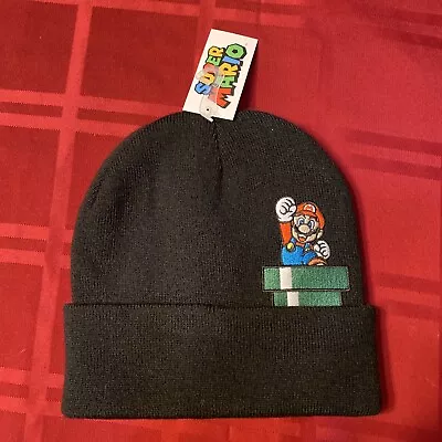 Official Nintendo Headwear Super Mario Black Hat 100% Acrylic Mario Pipe • $10