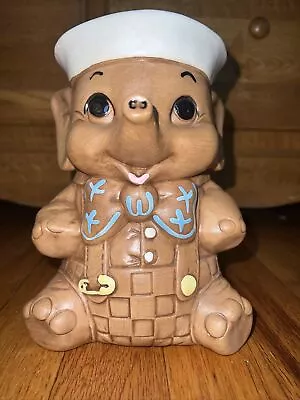 Rare Vintage Twin Winton 8 In Ceramic Elephant Sailor Coin Piggy Bank 1960's  • $45