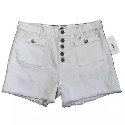 J Brand Sz 28 NEW White Ultra High Rise Exposed Button Cotton Denim Shorts • $44.95