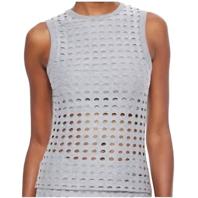 T Alexander Wang Blue Crew Neck Sleeveless Cut Out Tank Top Size S • $35.99