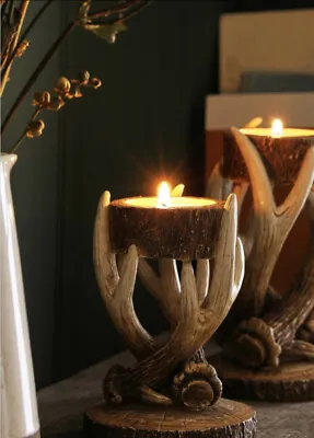 Next Natural Antler Set Of 2 Tealight Holders Lantern Candelabra Home Decor Deer • £23.89