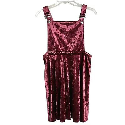 Hot Topic Burgundy Velvet Skirtall Size L Womens Adjustable Straps Full Skirt • $19.99