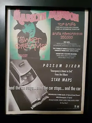 Marilyn Manson/Possum Dixon Rare Original Radio Promo Poster Ad Framed!  • $60.45