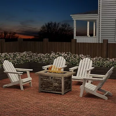 Clihome 5Pcs Patio Dining Set Outdoor Fire Pit Table With 4 Adirondack Chairs • $1355.99