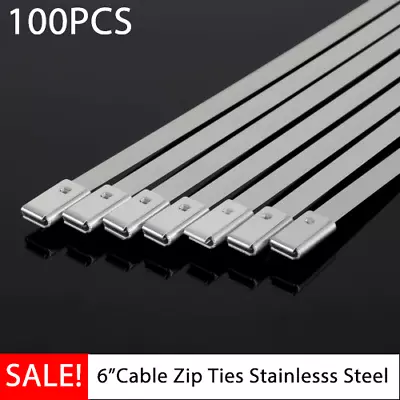 Stainless Steel Metal Cable Ties Zip Wrap Exhaust Heat Straps Marine Grade 100PC • $7.88