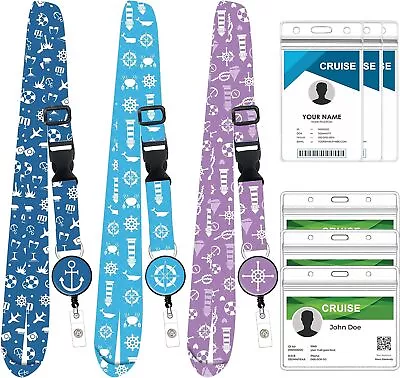 3 Pack Retractable Cruise Lanyard Adjustable Cruise Ship Lanyard With Id Badge • $18.89