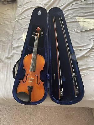 De Villier 7/8 Student Wooden Violin VN-443  W/Case 2 Bows And SNARK Tuner • $79.99