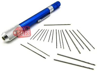 21PC Mini Drill Set Small Aluminum Hand Drill Wire Drills Sizes  W/ Case • $7.99