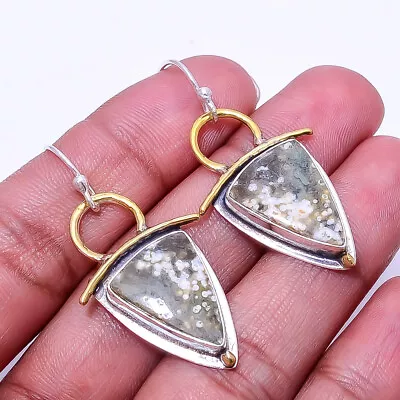 Ocean Jasper -Madagascar 925 Sterling Silver Two Tone Earring 1.95  E34 • $25.20